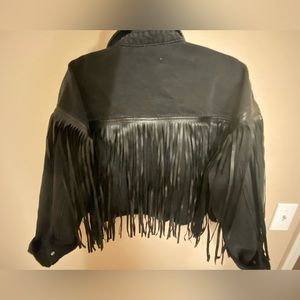 Black Fringe Jean Jacket